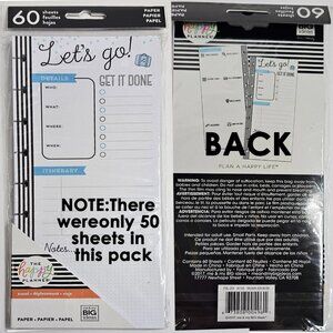 Happy Planner Skinny Classic Travel Filler Paper Inserts 50 Sheets Let's go!